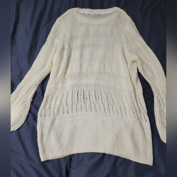 Torrid SIZE 1 EXTRA LARGE IVORY POINTELLE PULLOVER BALLOON SLEEVE SWEATER NWT - Picture 8 of 10